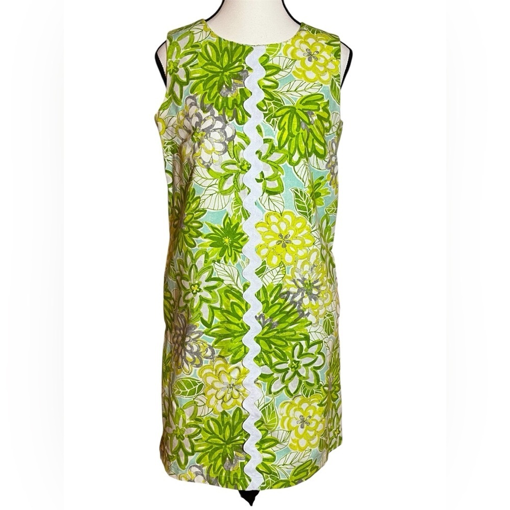 Love, Lilly Green Floral Shift Dress Sleeveless Retro Vintage 60s Womens Size 4